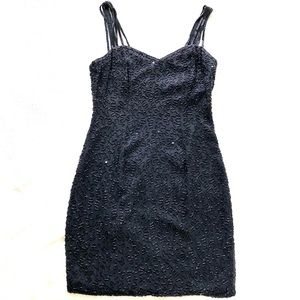 Niteline Cocktail  Dress Sequin Beaded Black